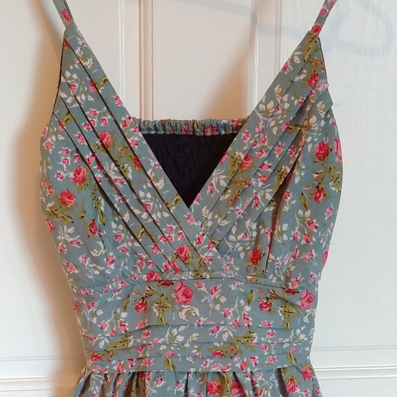 Asos Blue Floral Smocked Tea Dress Small - Picture 2 of 6